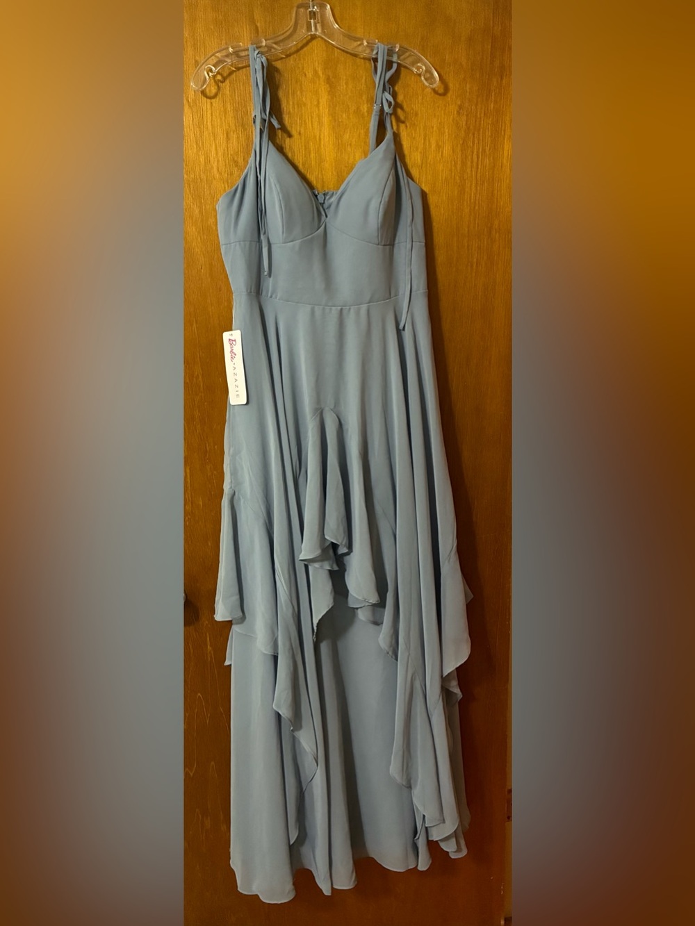 Azazie Dusty Blue High Low Chiffon Dress